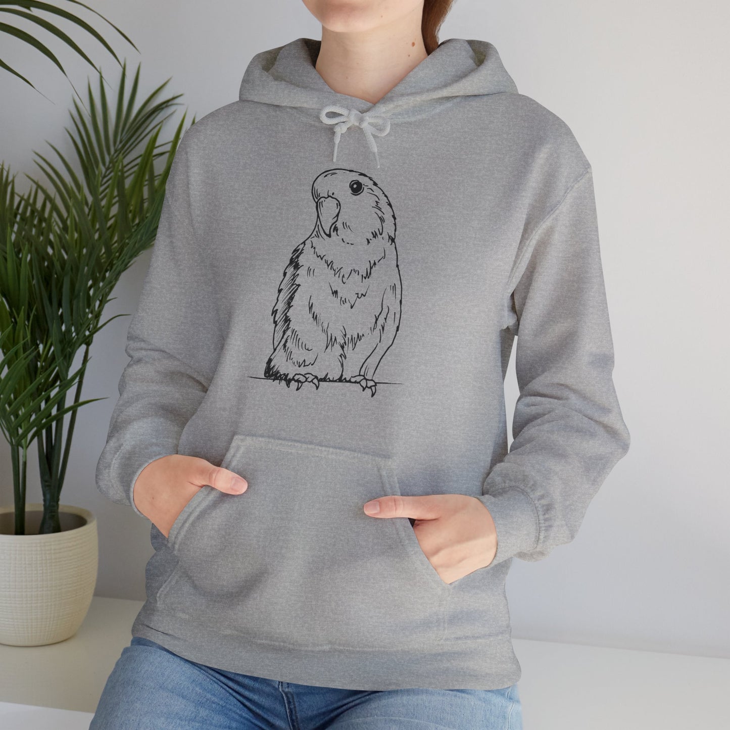 Floofball Lovebird, Line Art Hoodie