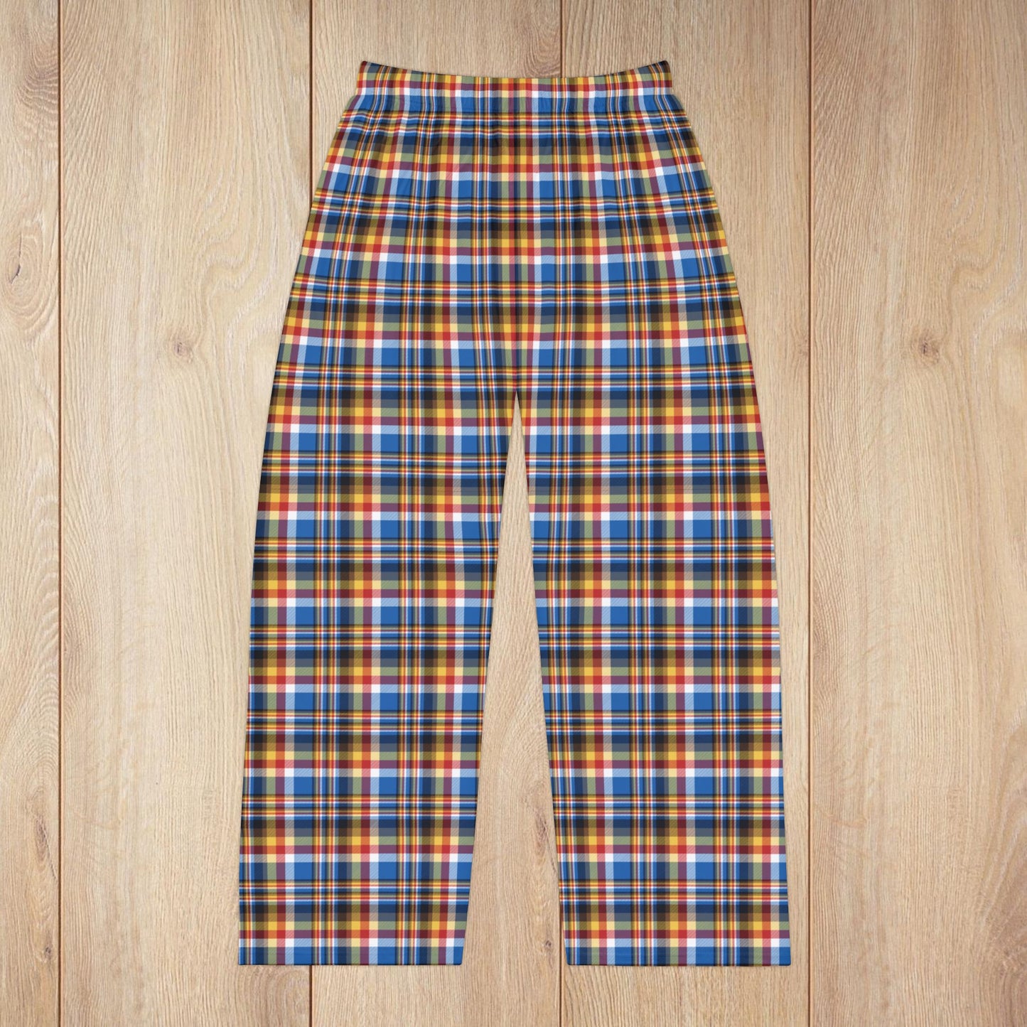 Men’s Brown, Red & Blue Sandusky OH Plaid Pajama Pants