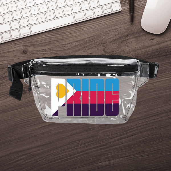 One size Clear Black Polyamory Pride Heart Clear Fanny Pack