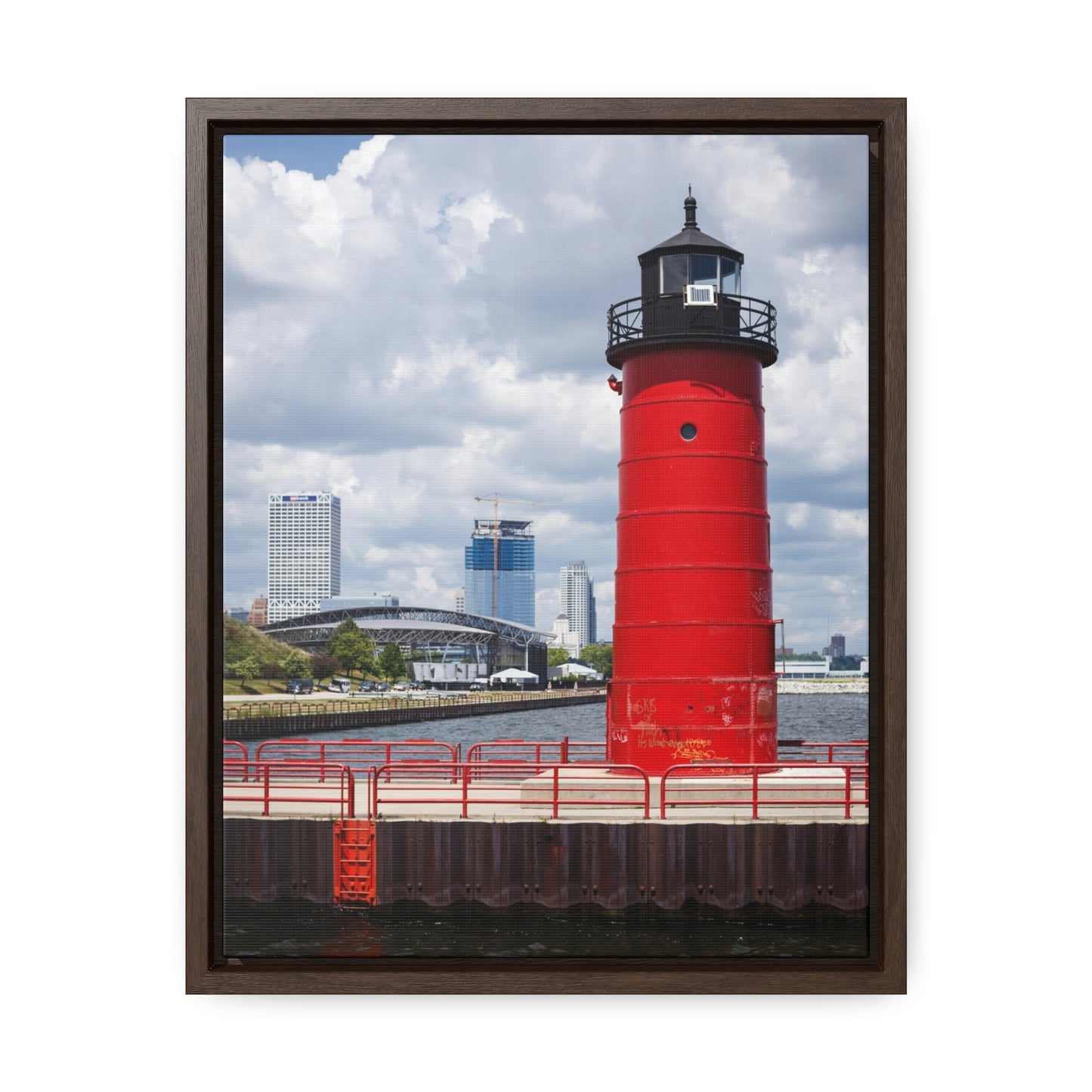 Phare et horizon de Milwaukee Wisconsin ; Milwaukee Pierhead Light, Photographie Encadrée Toile Wrap Wall Art