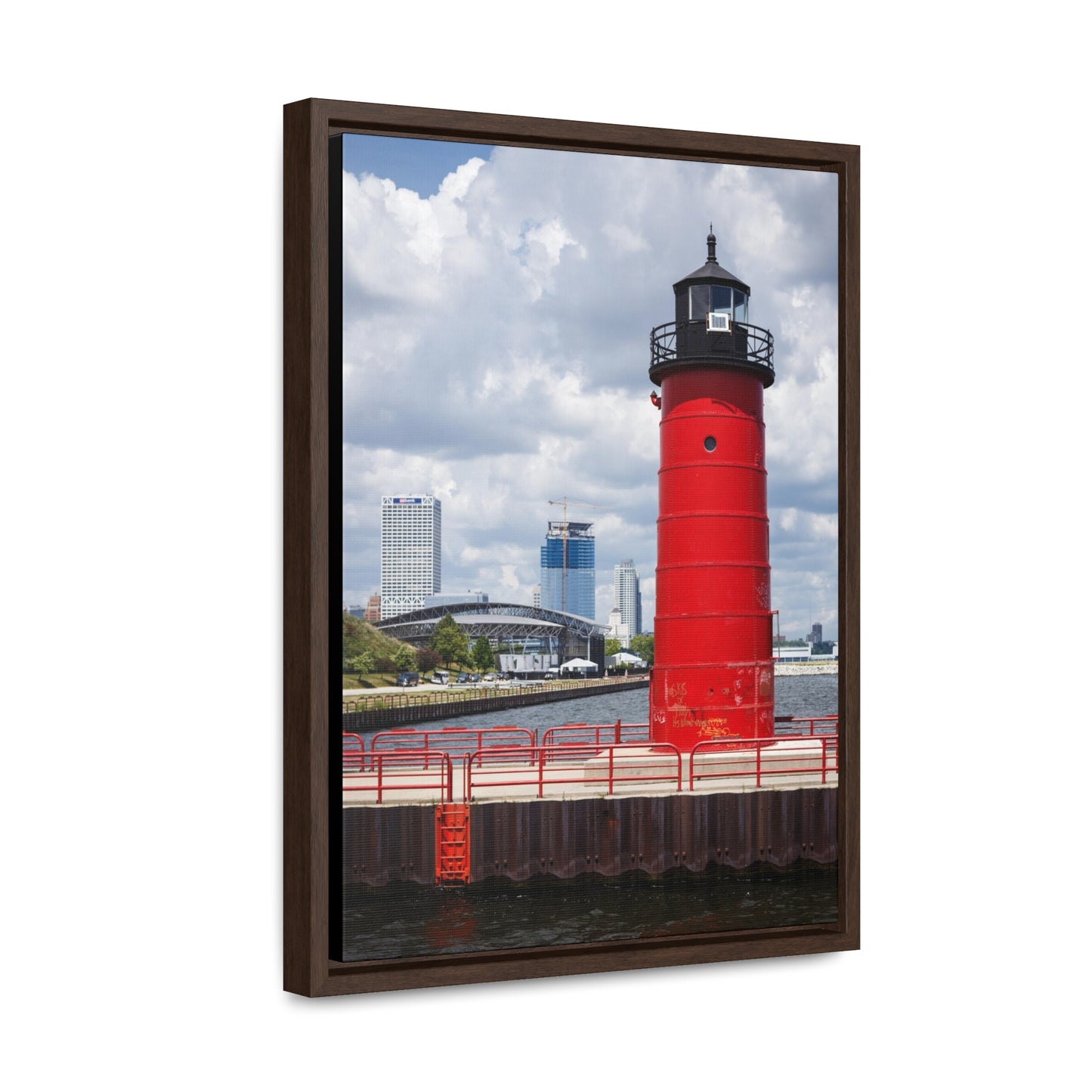 Phare et horizon de Milwaukee Wisconsin ; Milwaukee Pierhead Light, Photographie Encadrée Toile Wrap Wall Art