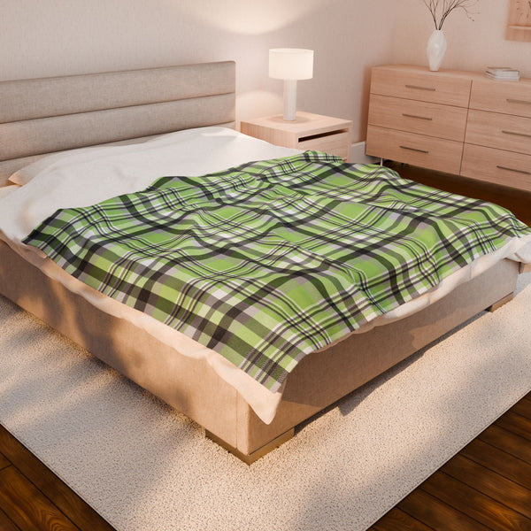 60" × 80" Agender Pride Plaid Velveteen Plush Blanket