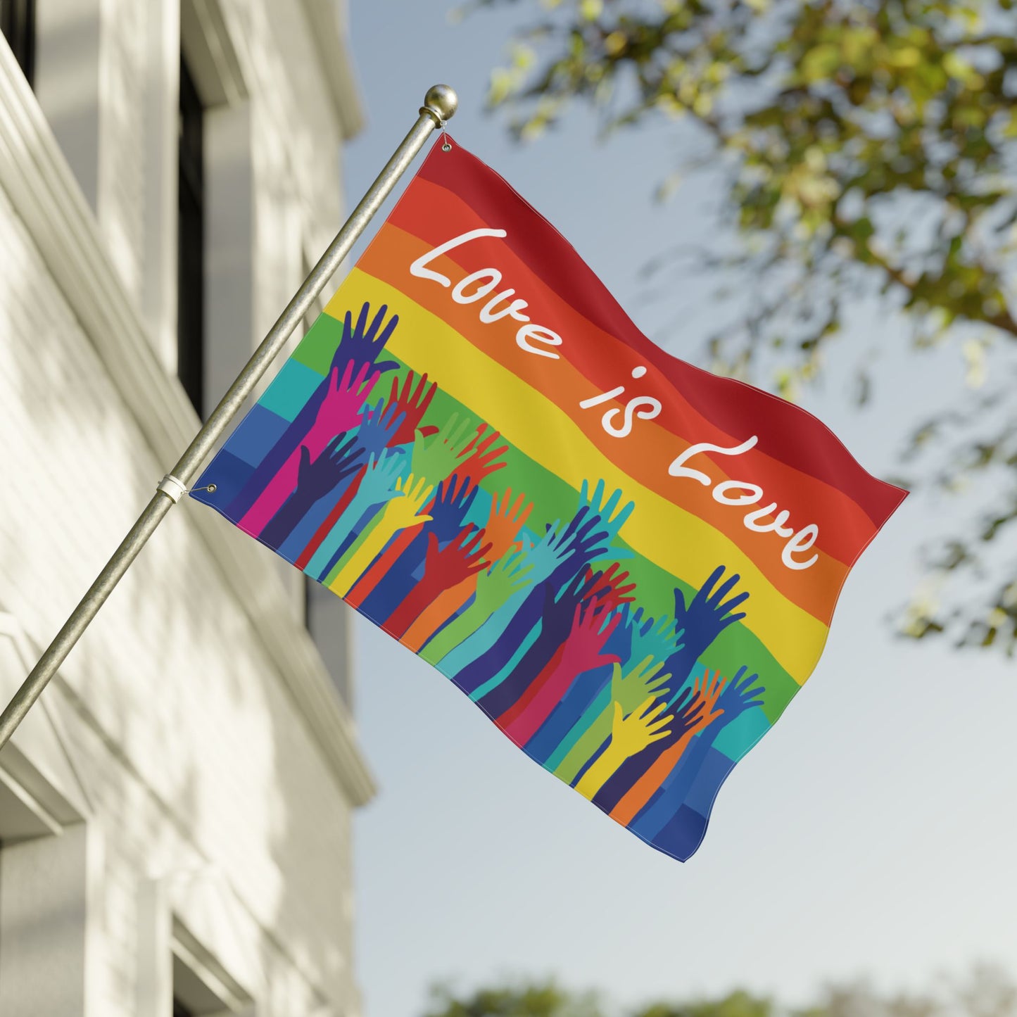 Love Is Love Double-Sided Rainbow Pride Flag with Grommets