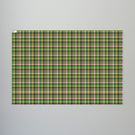 Christmas Green and Gold Green Bay WI Plaid Gift Wrapping Paper Roll