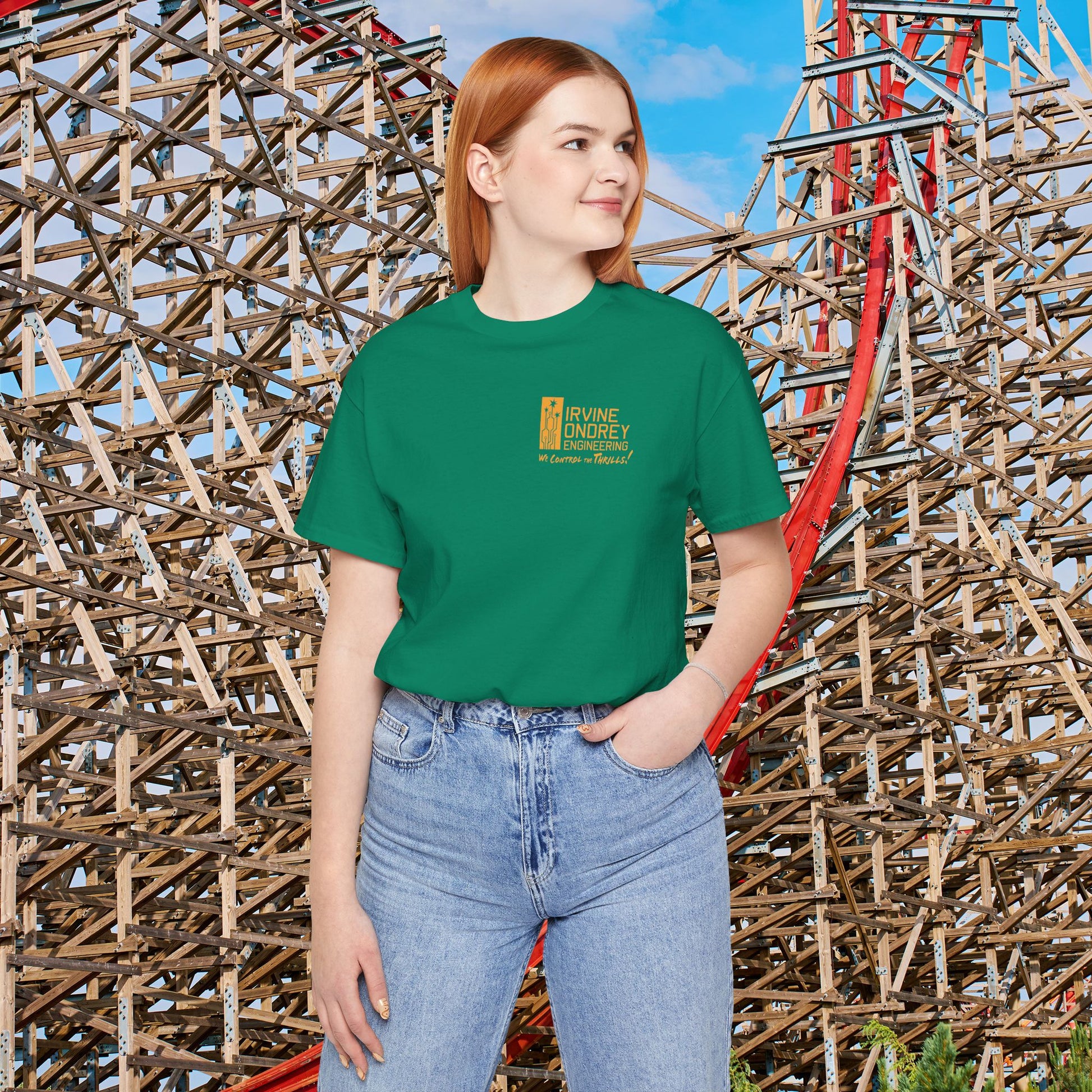 I Just Wanna Hang Out with My Birds & Ride Roller Coasters Tee (BACK graphic) • Irvine Ondrey Engineering