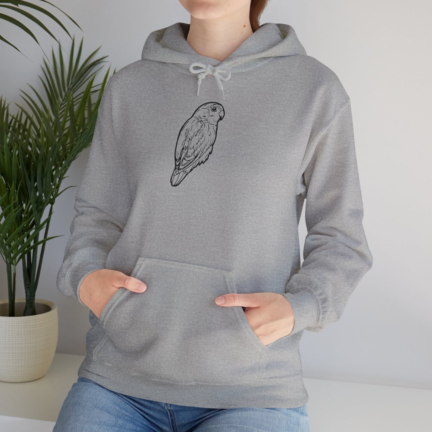 Cuddly Lovebird, Line Art Hoodie
