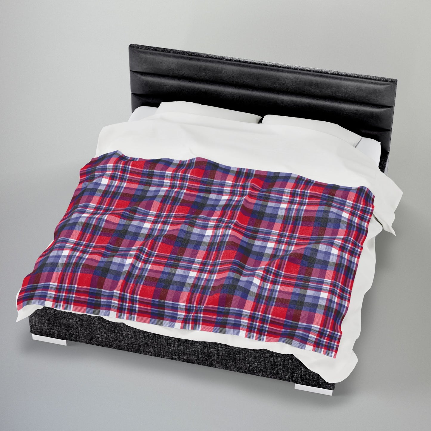 Nautical Red Plaid Velveteen Plush Blanket