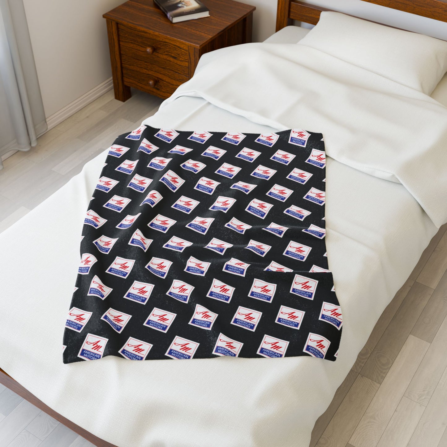 Velveteen Plush AMC American Motors Square Logo Black Blanket
