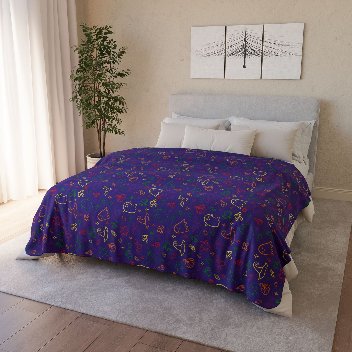 Rainbow Pride Halloween Fleece Sherpa Blanket