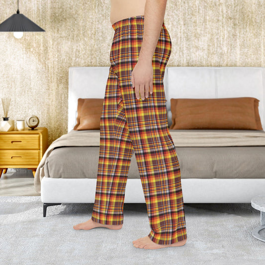 Men’s Brown, Orange & Red Mason OH Plaid Pajama Pants
