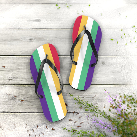 L Black sole Neurodivergent Pride Flip Flops