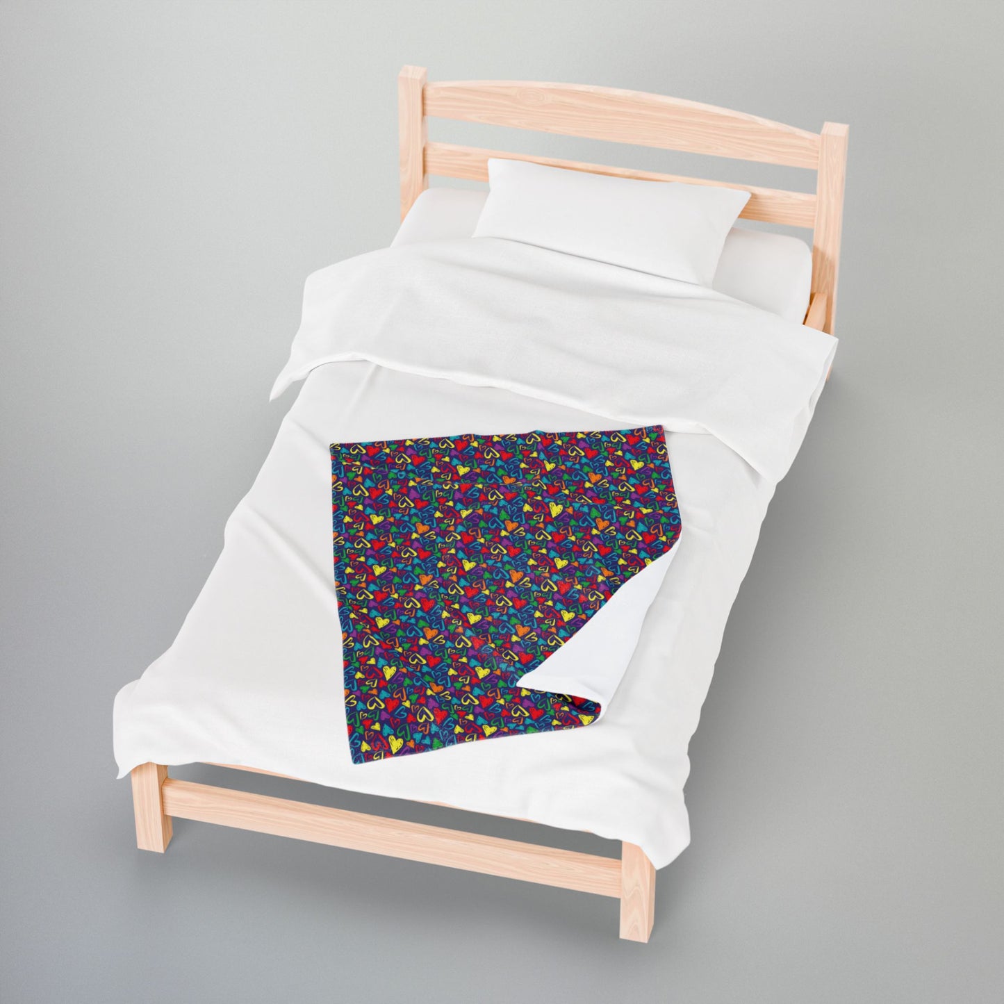 Rainbow Pride Hearts Velveteen Plush Blanket