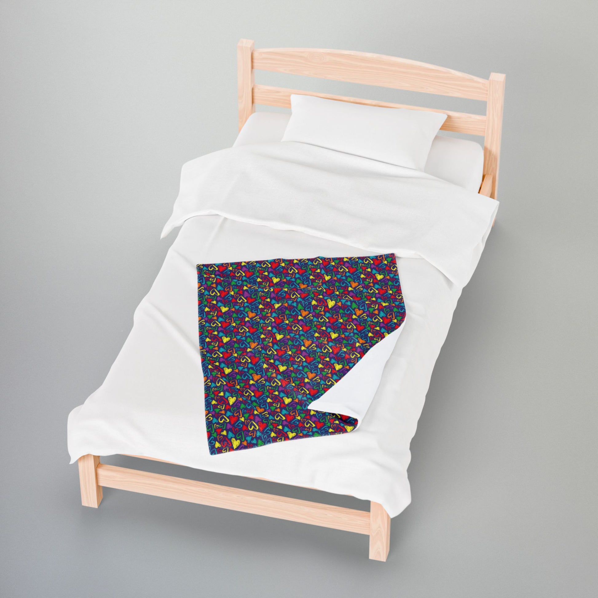 Rainbow Pride Hearts Velveteen Plush Blanket