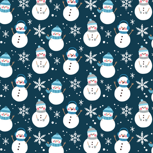 Winter Teal Snowman Blue Fleece Sherpa Blanket