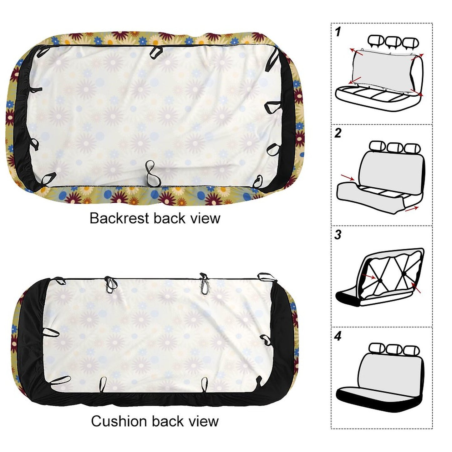 70s Floral Retro | Back Seat Cover for Cars