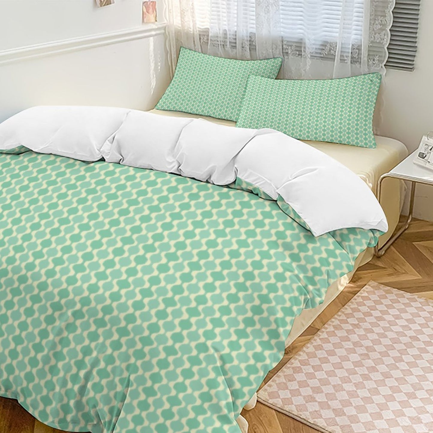 MCM Balusters | 86"x70" Queen 3-Piece Bedding Set (1 Duvet Cover + 2 Pillow Shams)