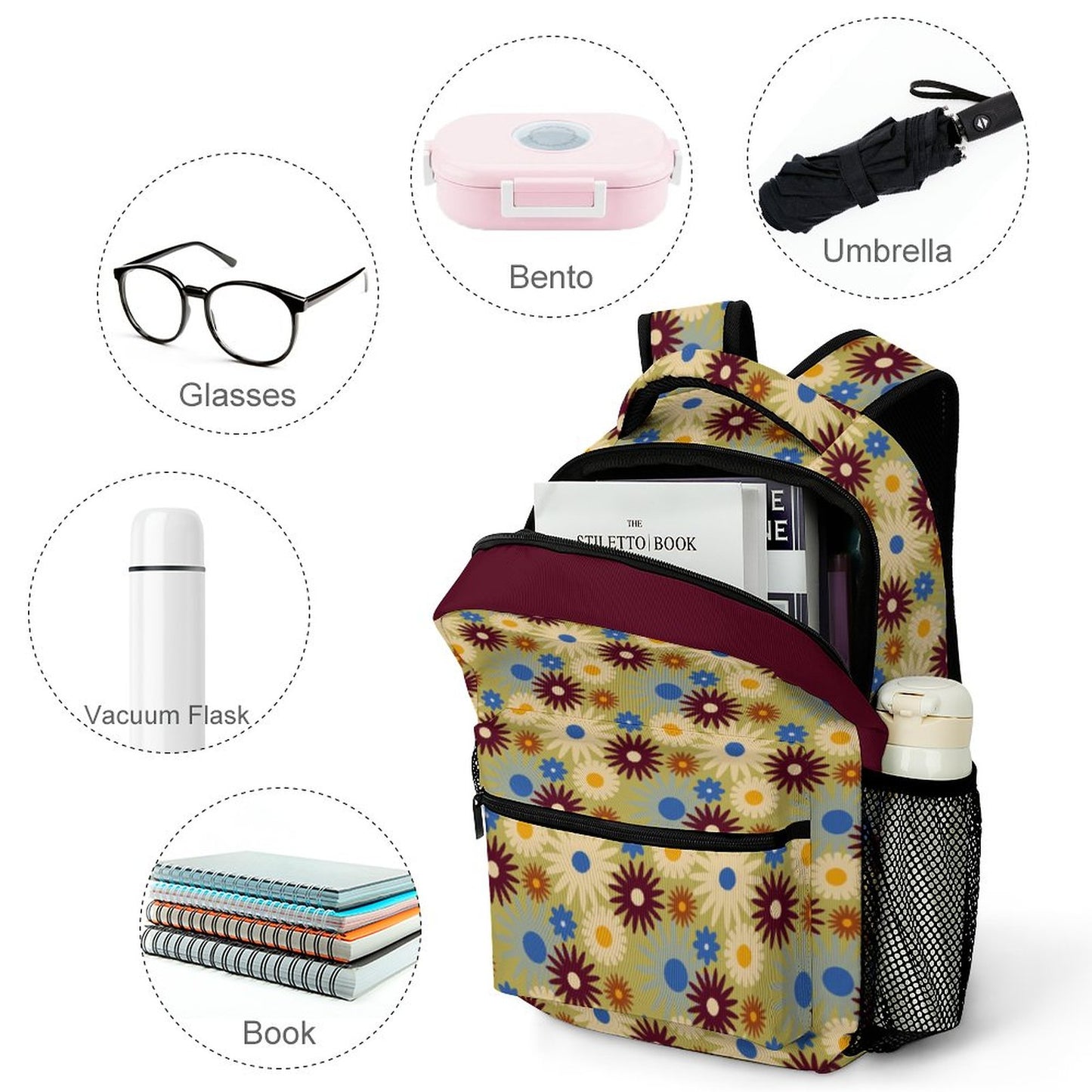 70s Floral Retro | Durable Children's School Backpacks A012
