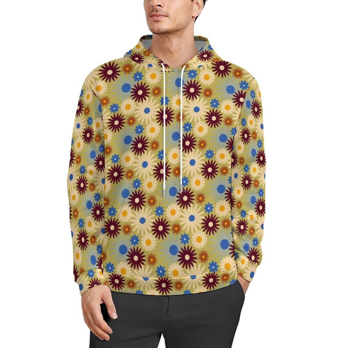 70s Floral Retro | 160gsm Lightweight Men's Hoodie A37H (All-Over Printing)
