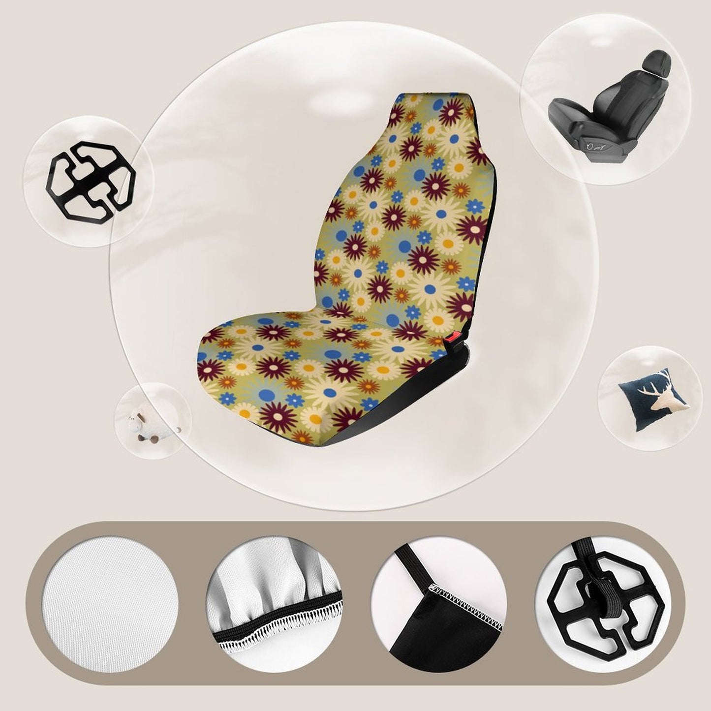 70s Floral Retro | Car Seat Cover Protector
