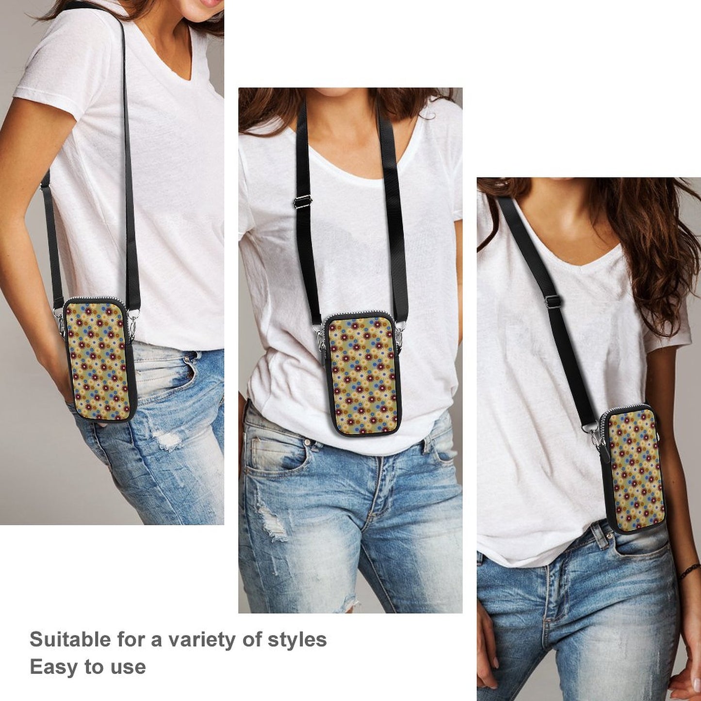 70s Floral Retro | Cell Phone Crossbody Pouch
