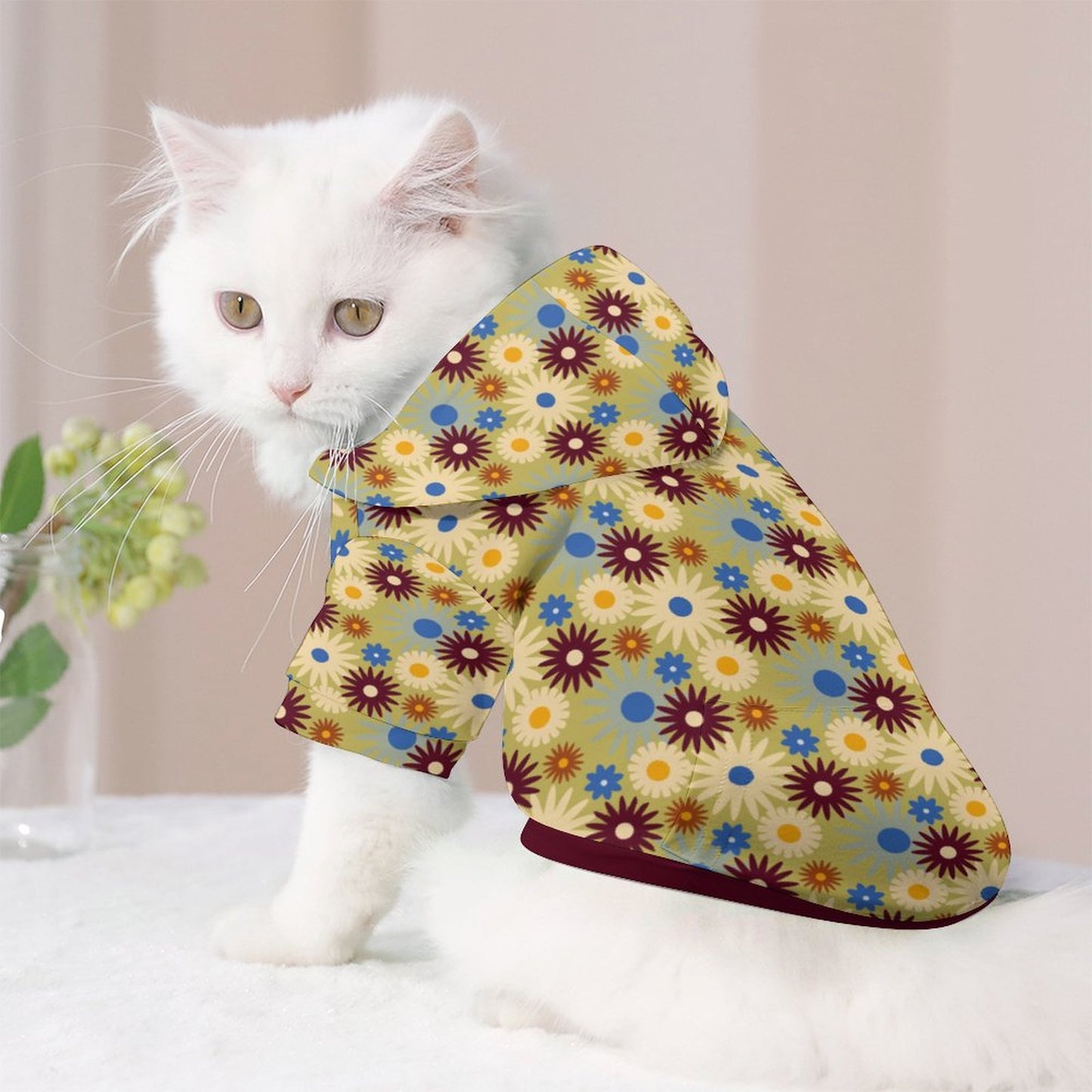 70s Floral Retro | Pet Hoodie (All-Over Printing)