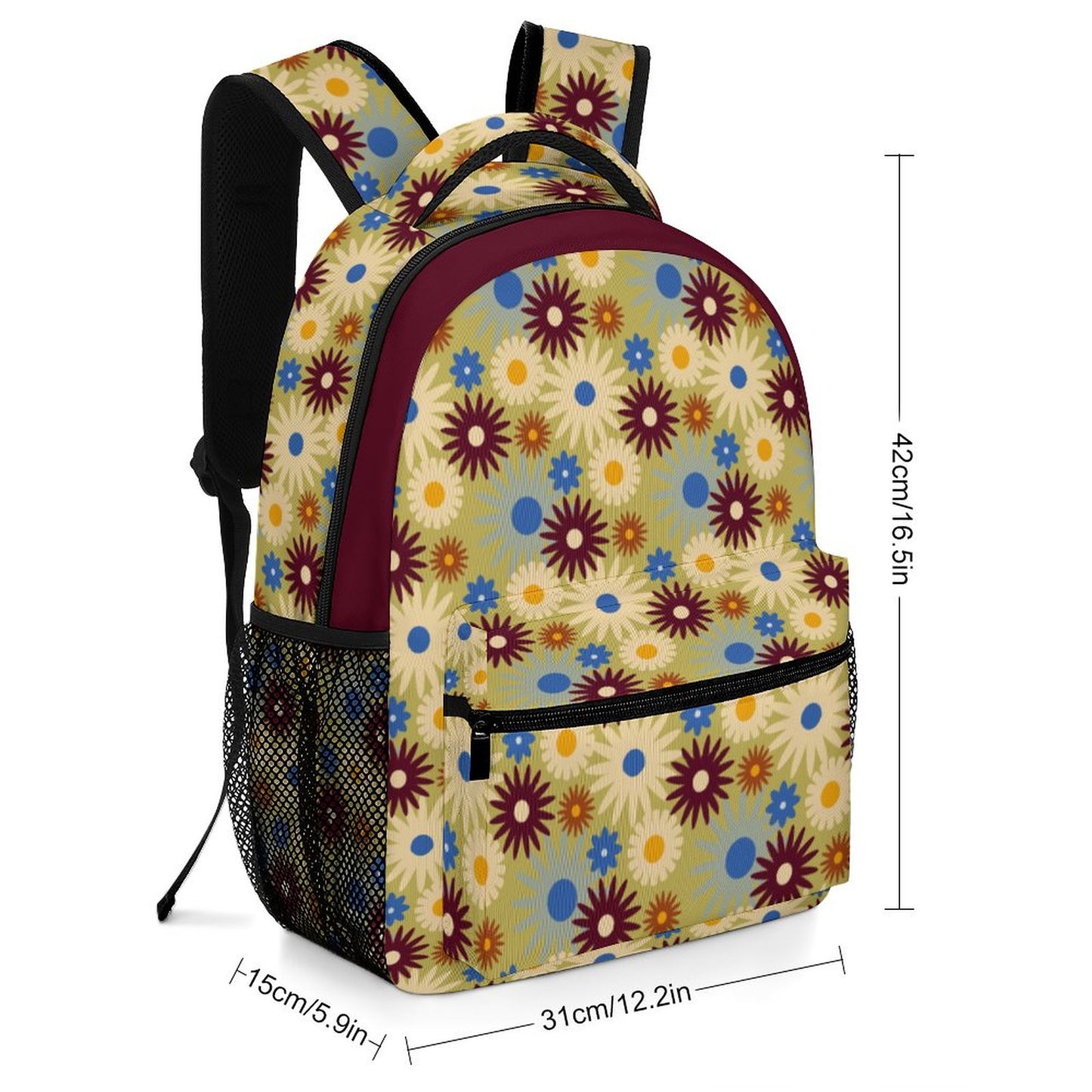 70s Floral Retro | Durable Children's School Backpacks A012