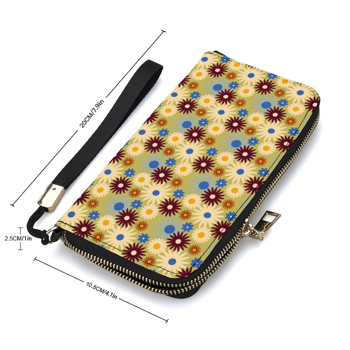 70s Floral Retro | Vertical Wristlet Wallet