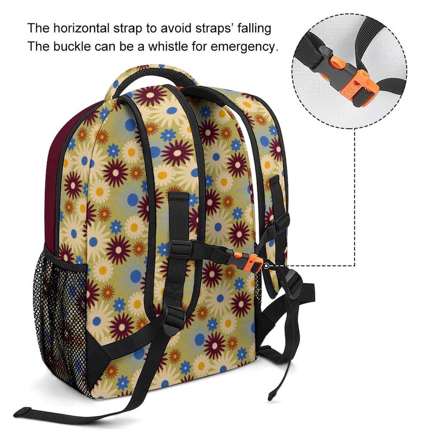 70s Floral Retro | Durable Children's School Backpacks A012