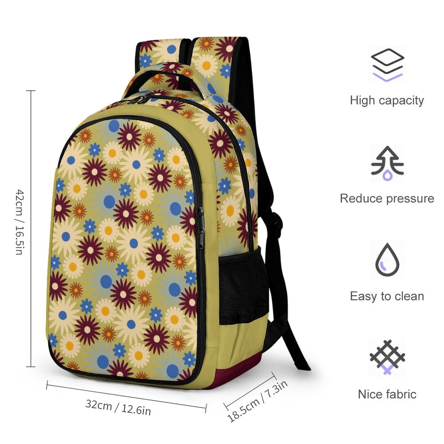 70s Floral Retro | Multi-Pocket Travel Bags