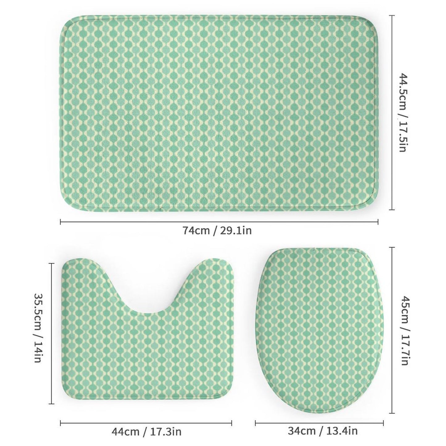 MCM Balusters | Shower Curtain Set with 3 Rugs