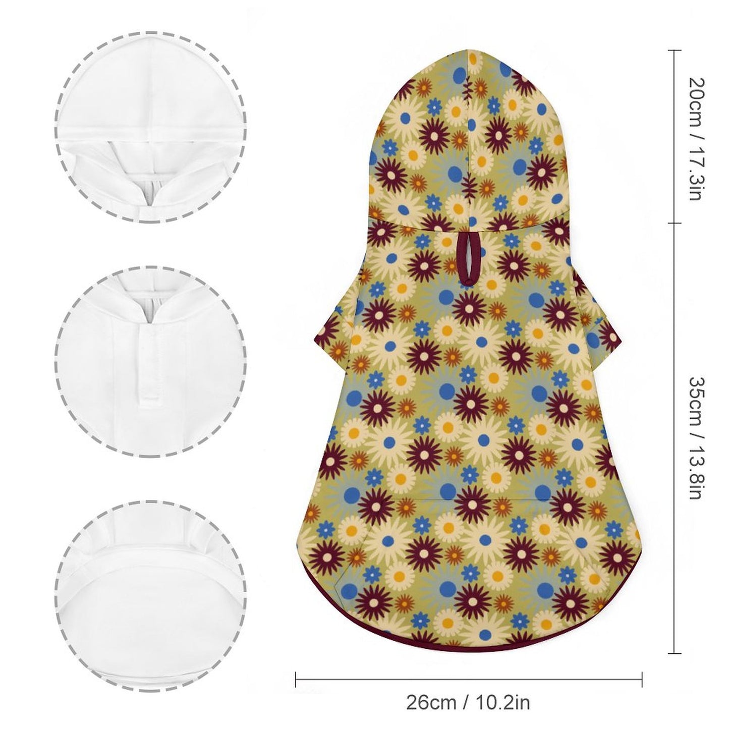 70s Floral Retro | Pet Hoodie (All-Over Printing)