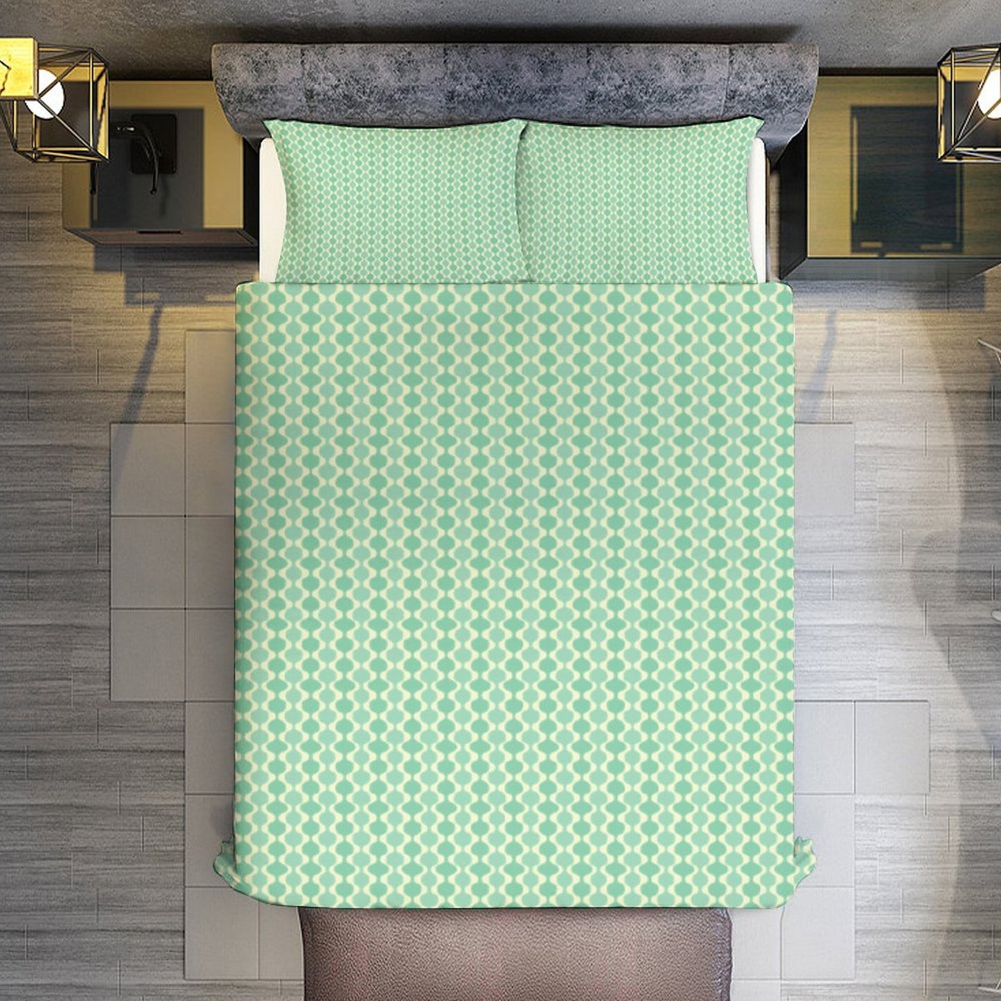 MCM Balusters | 86"x70" Queen 3-Piece Bedding Set (1 Duvet Cover + 2 Pillow Shams)