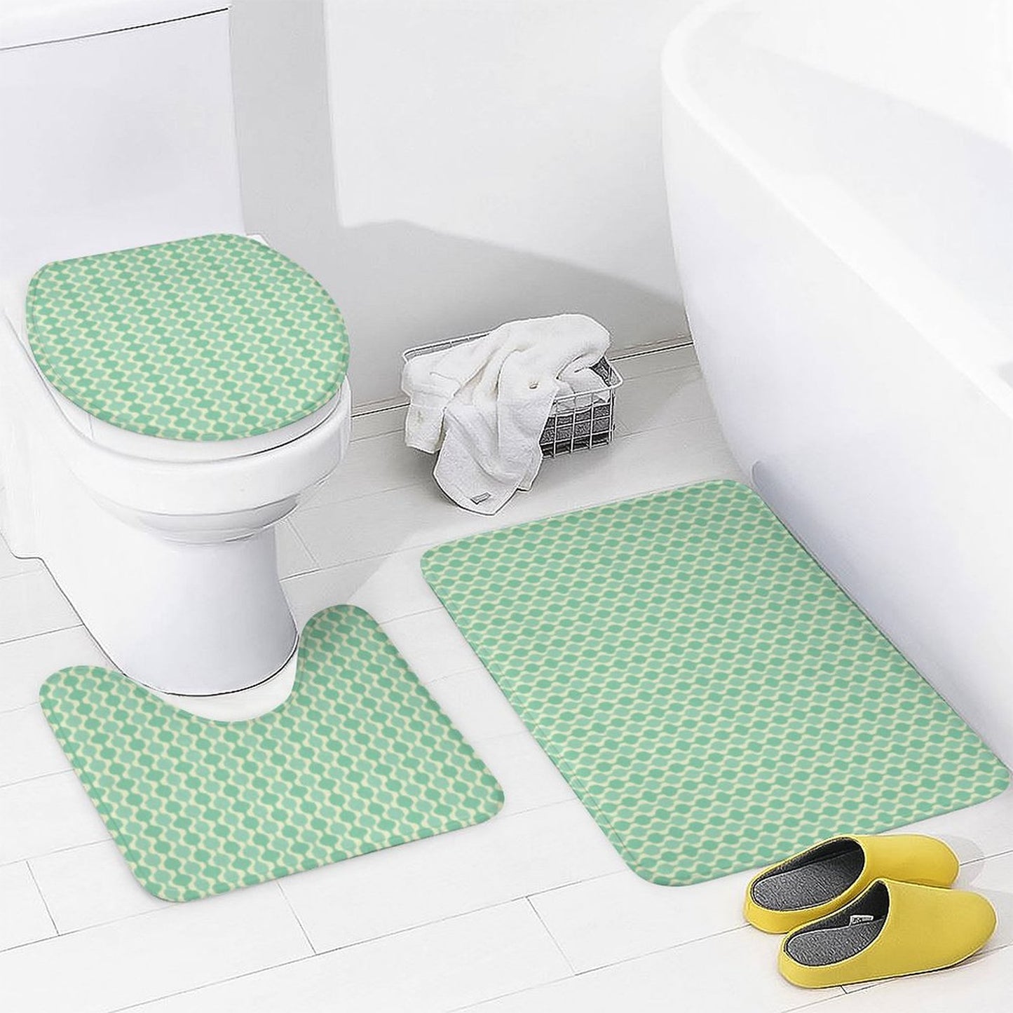 MCM Balusters | Shower Curtain Set with 3 Rugs