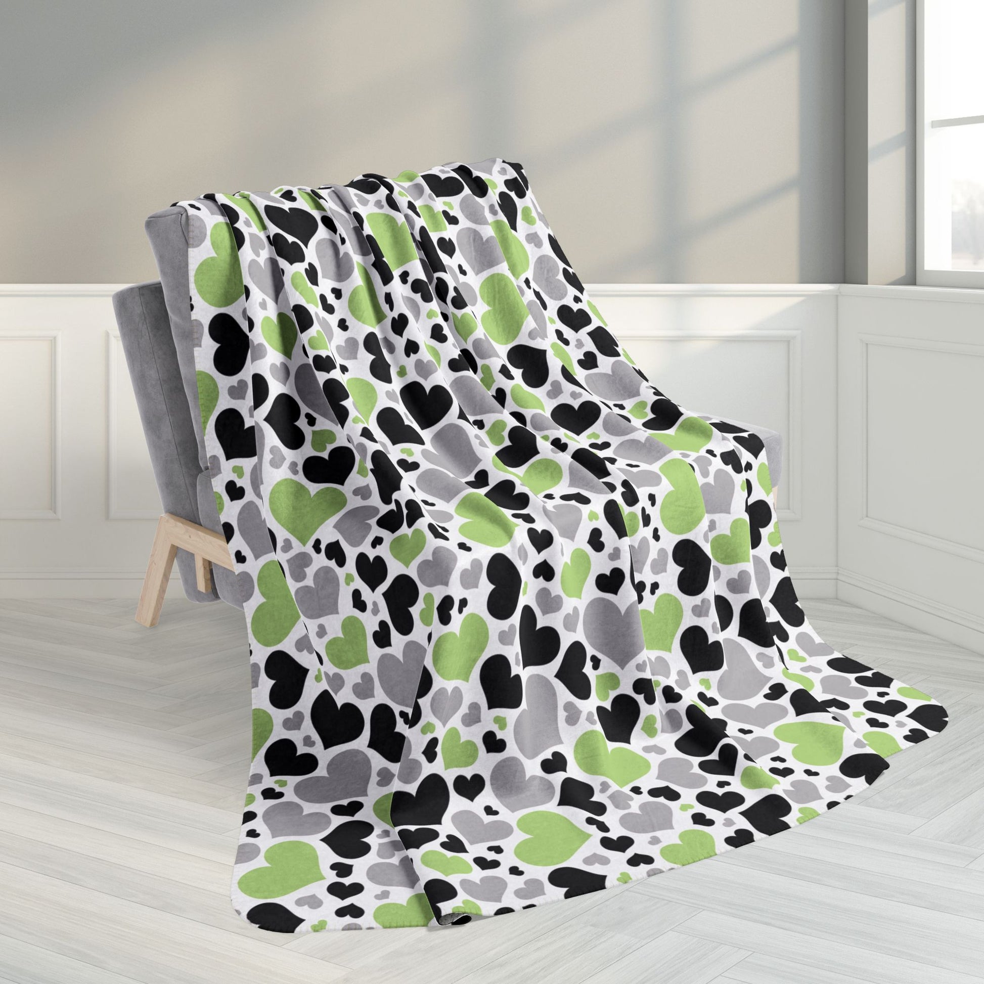 60" × 80" Agender Pride Valentine’s Day Hearts Fleece Sherpa Blanket