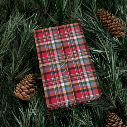 Christmas Red & Black Chicago IL Plaid Gift Wrapping Paper Roll
