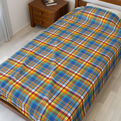 Midway Boardwalk Rainbow Ohio Plaid Velveteen Plush Blanket