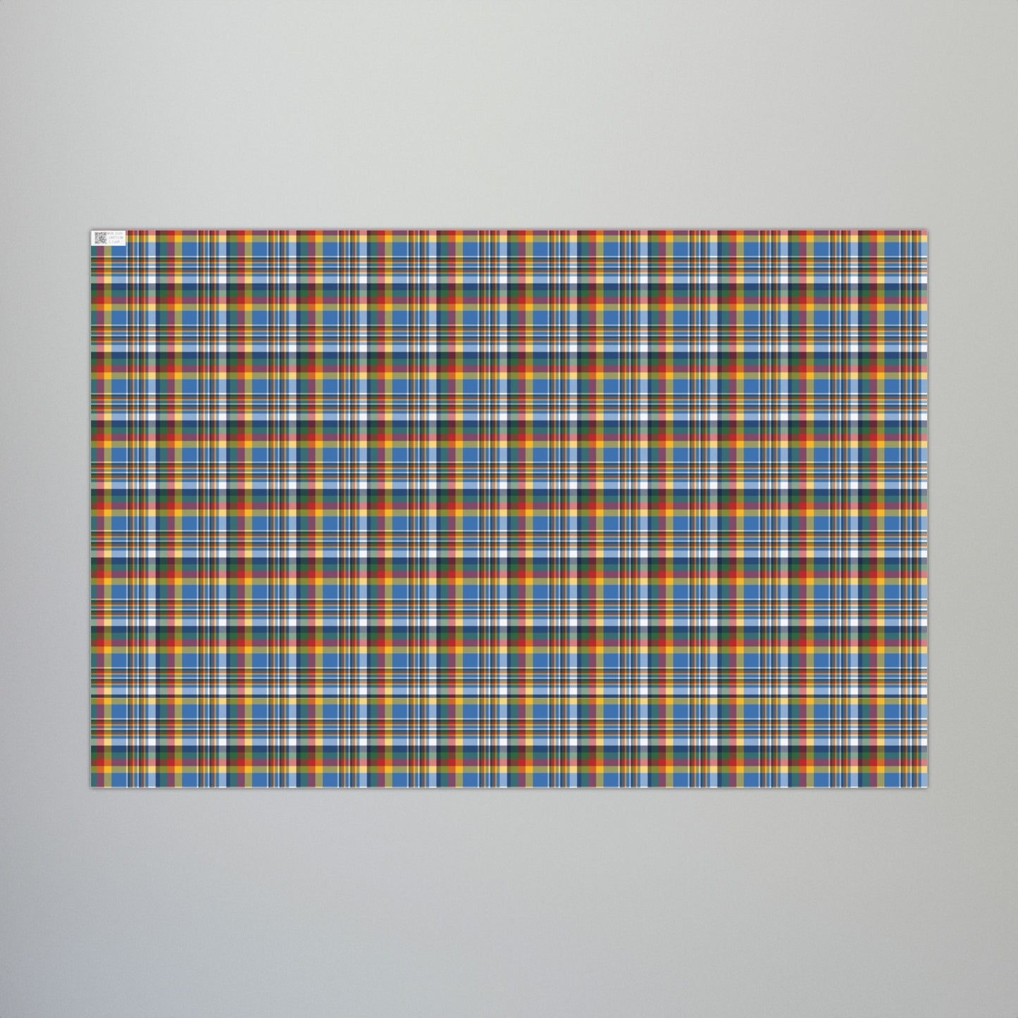 Christmas Powder Blue & Gold Los Angeles CA Plaid Gift Wrapping Paper Roll