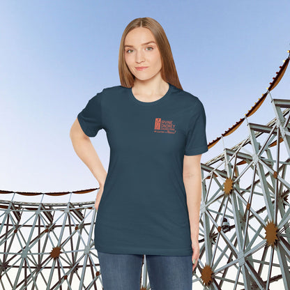 I Just Wanna Play Fascination & Ride Roller Coasters Tee (BACK graphic) • Irvine Ondrey Engineering