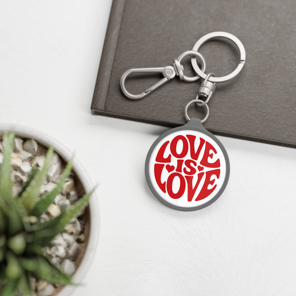 One size Grey Red Love is Love Keychain