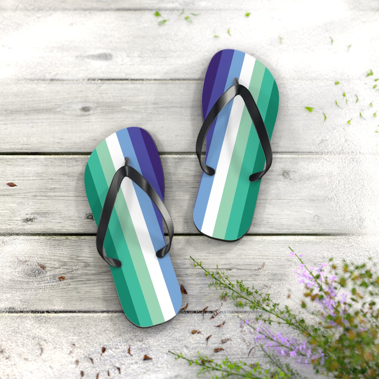 M Black sole Gay Men Pride Flip Flops