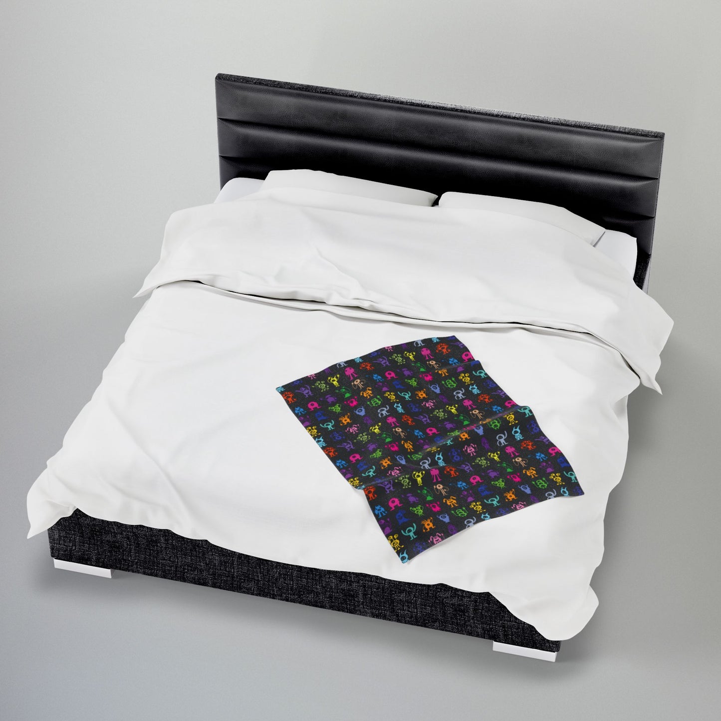 Halloween Multicolored Monsters Velveteen Plush Blanket