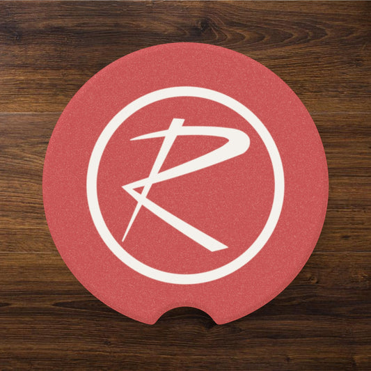Rambler White Logo Red Soapstone Car Cup-Holder Coaster