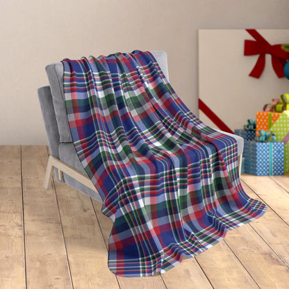 Christmas Blue & Red Buffalo NY Plaid Fleece Sherpa Blanket