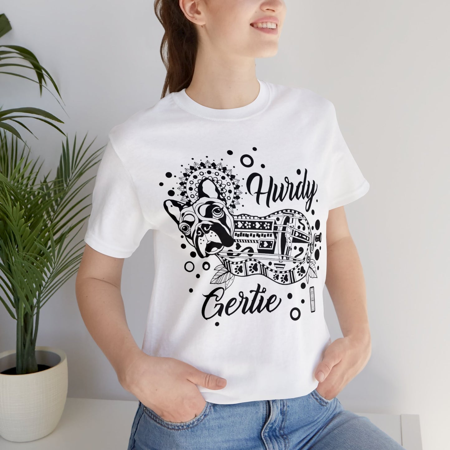 Hurdy Gertie Tee, Chemise Frenchton Dog Line Art