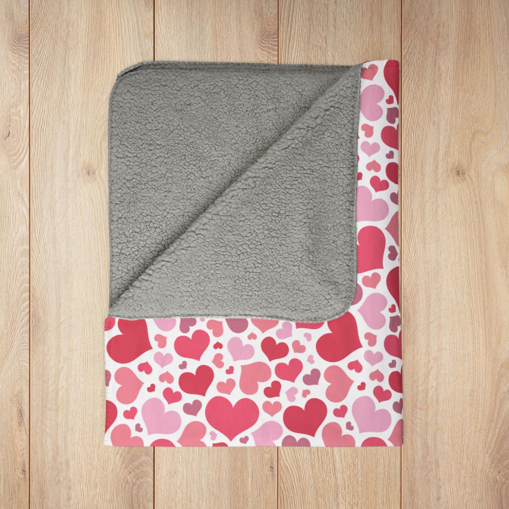 Full Hearts Valentine’s Day White Fleece Sherpa Blanket
