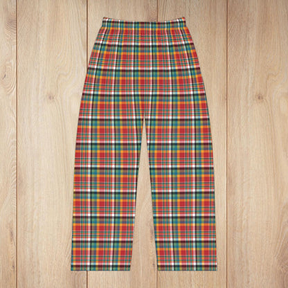 Women’s Orange, Blue & Green Ohio Plaid Red Pajama Pants