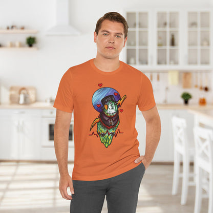 Frankenstein Lovebird, Hand-Drawn & Hand-Colored Tee