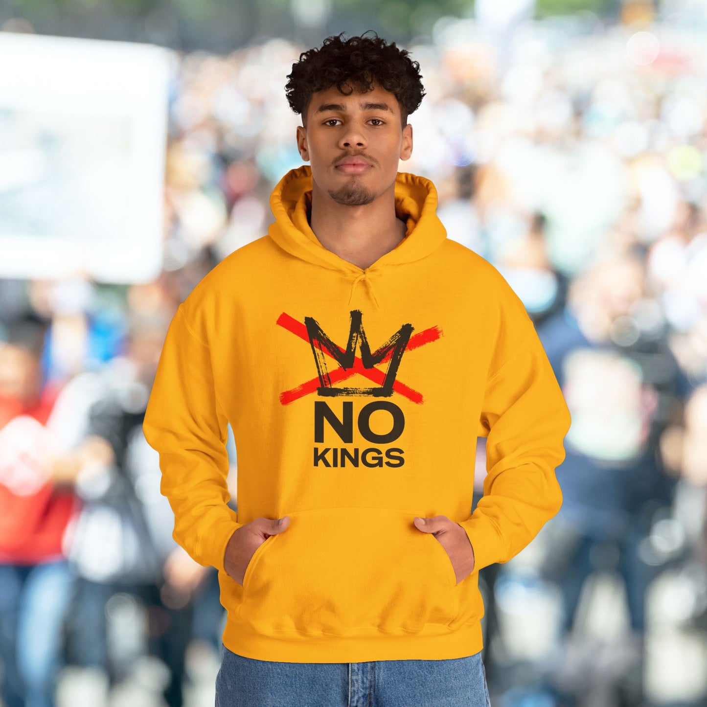 Gold No Kings Protest Hoodie