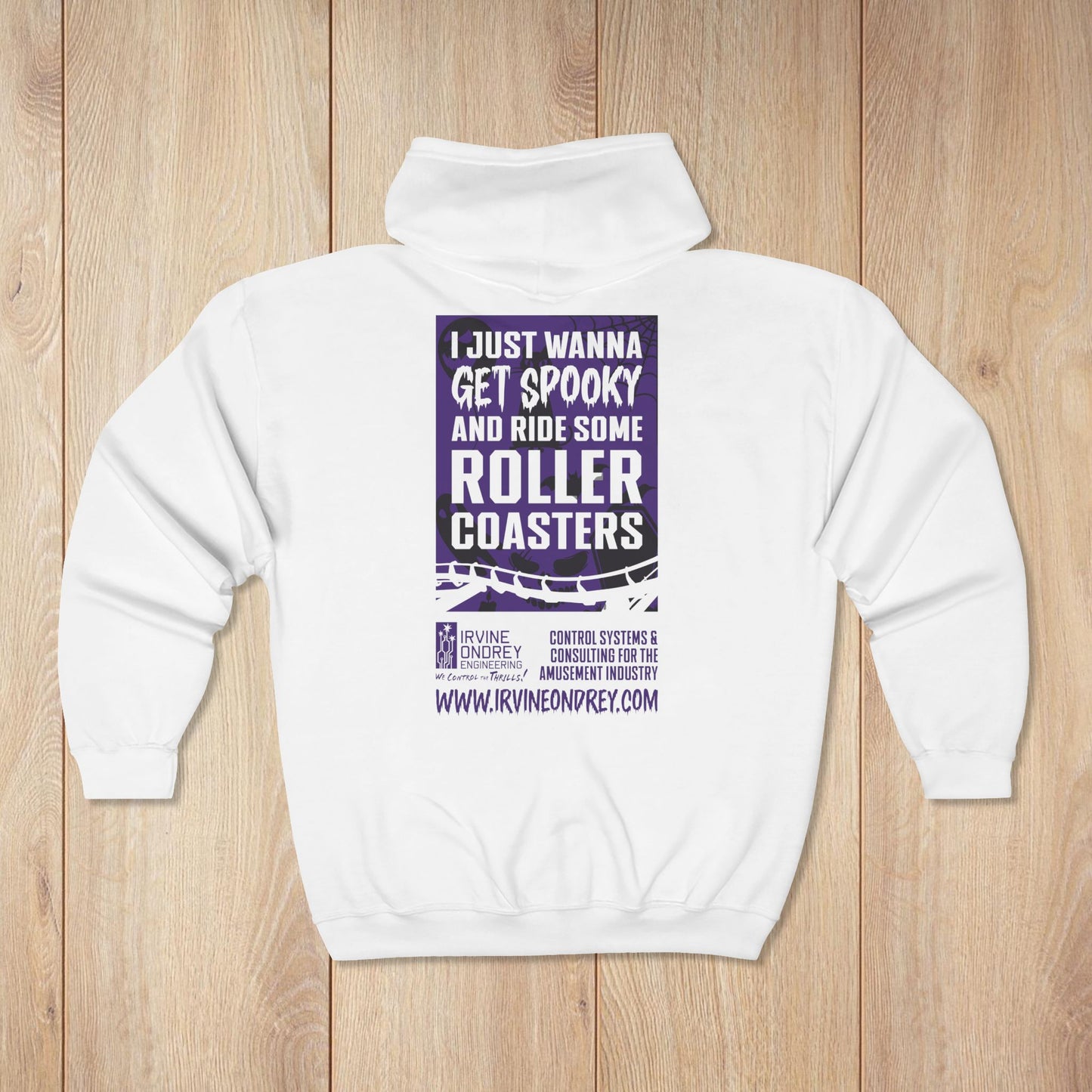 I Just Wanna Get Spooky & Roller Coasters Zip Hoodie • Irvine Ondrey Engineering