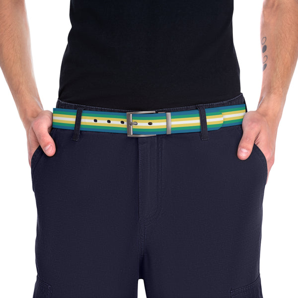Gun Metal 50'' Non-Binary Man Pride Flag Belt